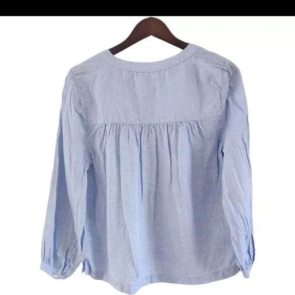 H Halston 100% Linen Long Sleeve Blouse Womens Size Small Baby Blue - Picture 5 of 6